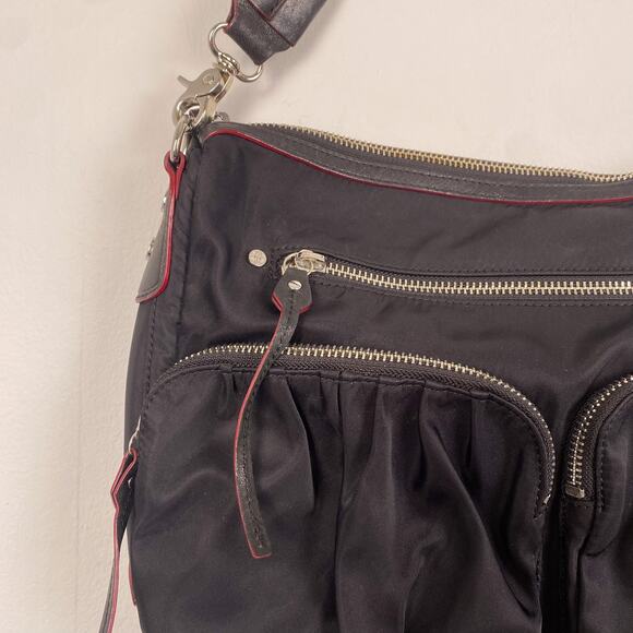 MZ Wallace Hayley Shoulder Bag Black w/ Red Trim - Picture 3 of 8